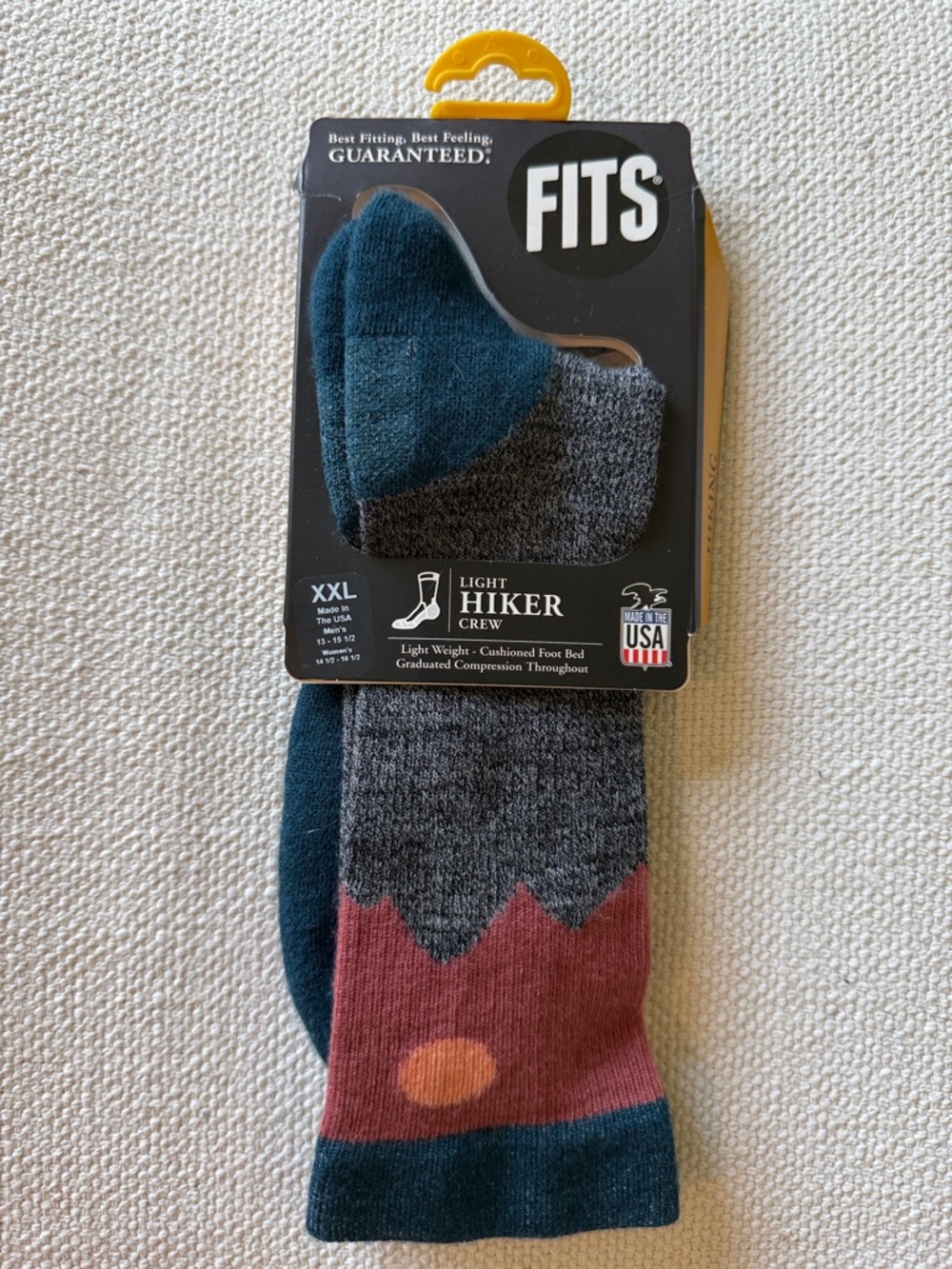 FITS Light Hiker Crew Socks - Blue, Gray & Maroon